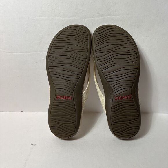 VIONIC Women’s 9 Bella Flip Flop Sandals Cream - Picture 6 of 8